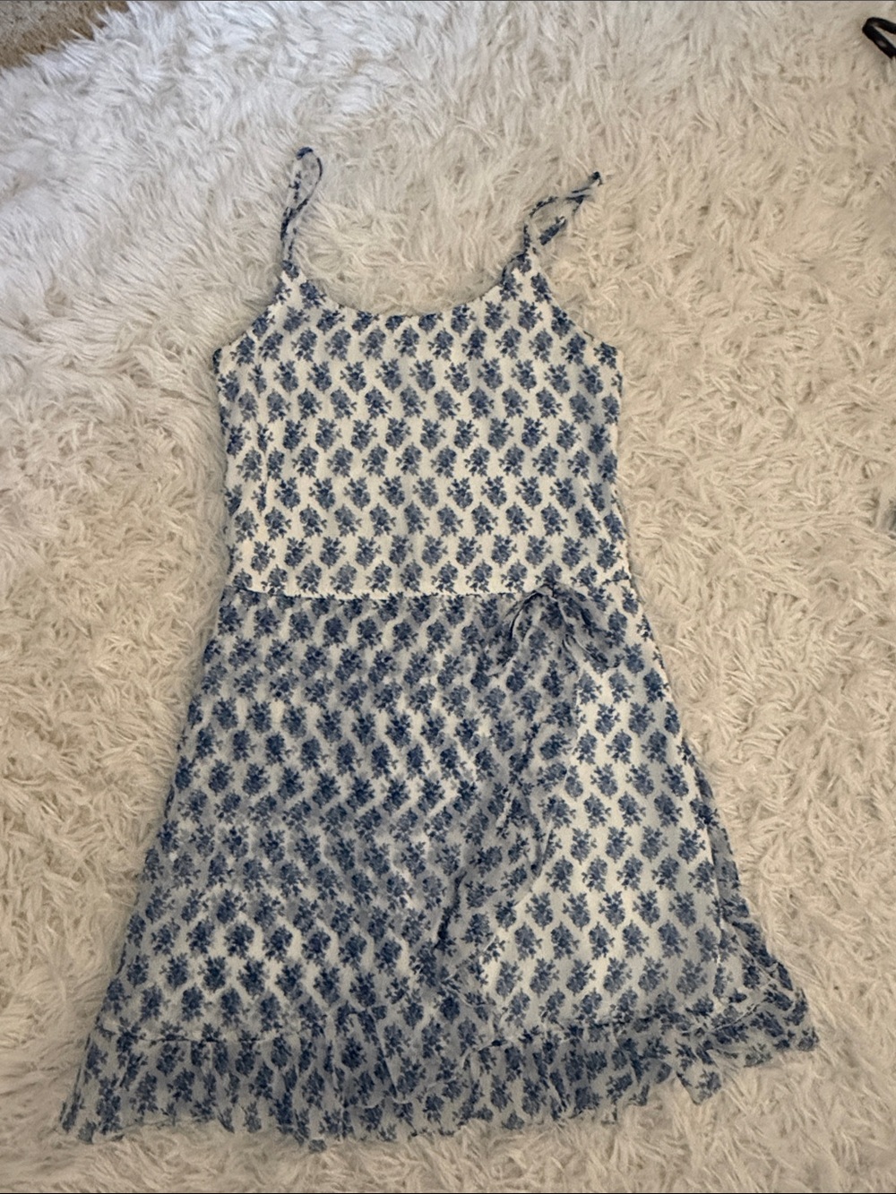 abercrombie kids White and Blue Floral Smocked Sundress